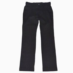 Simon Chang Denim Slim Straight Trouser Pants Stretch Jacquard Office Pull On